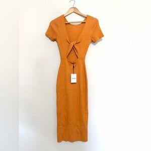 NWT NAADAM Ribbed Reversible Twist Dress in Peach Combo Size Small